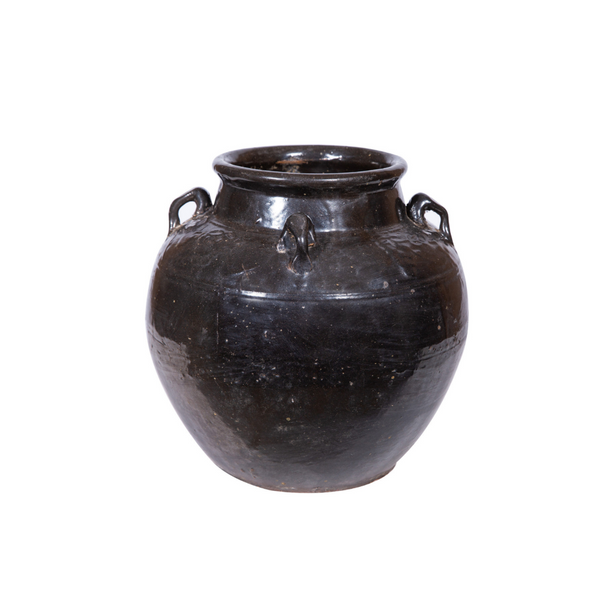 Vintage Black Four Handle Jar
