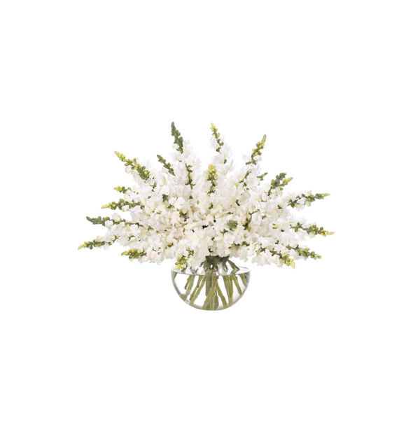 White Snapdragon in Glass Bubble