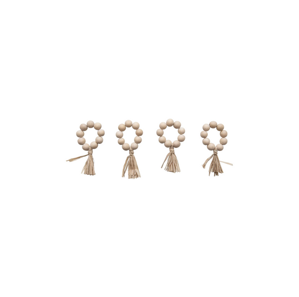 Wood Bead Napkin Rings - Set of 4