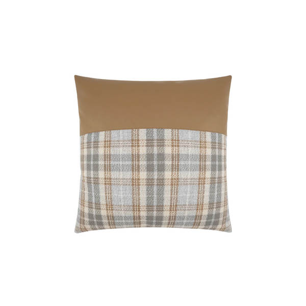 Faux Leather and Plaid Pillow