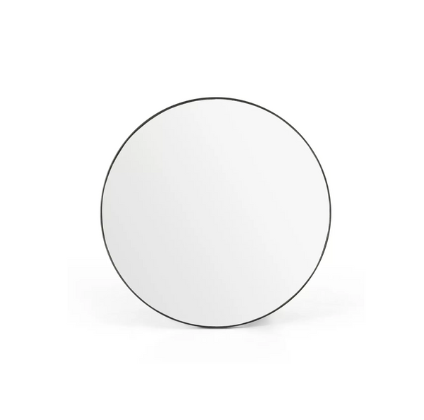 Rustic Black Round Mirror