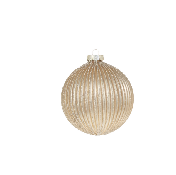 Champagne Glitter Ribbed Ornament