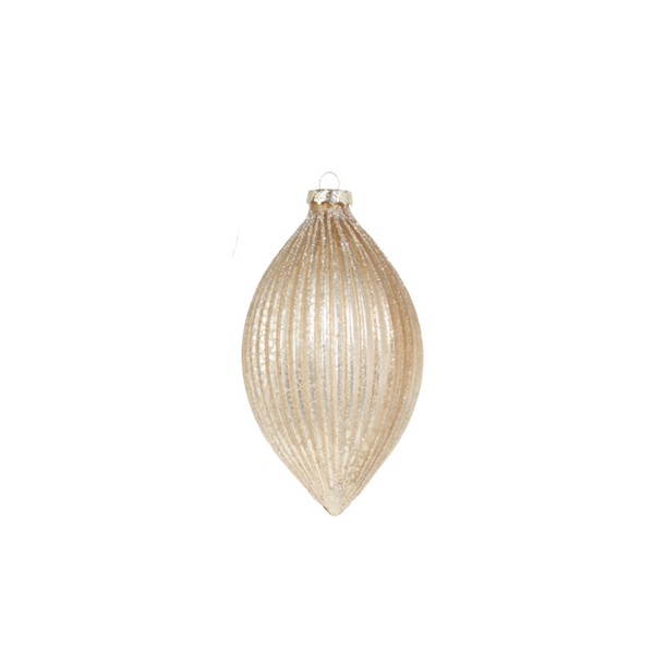 Champagne Glitter Ribbed Ornament