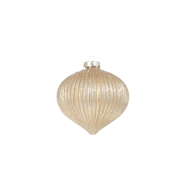 Champagne Glitter Ribbed Ornament