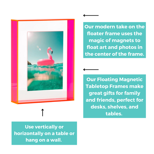 Float Frame for Tabletop or Wall with Magnetic Photo Holder