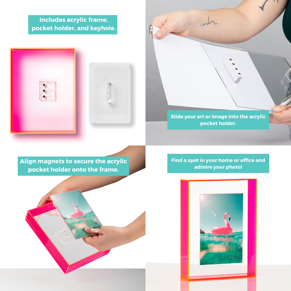 Float Frame for Tabletop or Wall with Magnetic Photo Holder