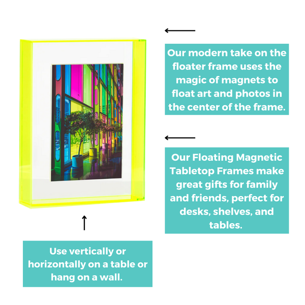 Float Frame for Tabletop or Wall with Magnetic Photo Holder