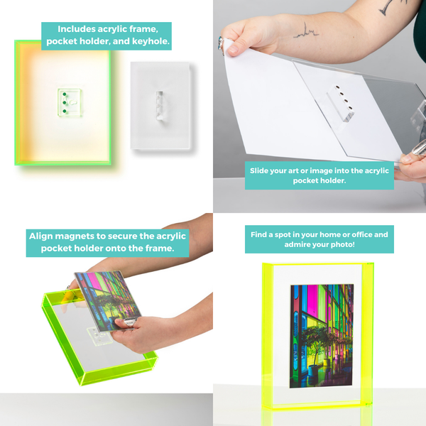 Float Frame for Tabletop or Wall with Magnetic Photo Holder