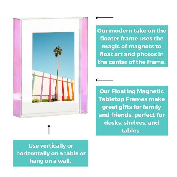 Float Frame for Tabletop or Wall with Magnetic Photo Holder