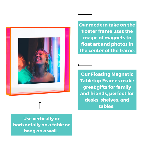 Float Frame for Tabletop or Wall with Magnetic Photo Holder