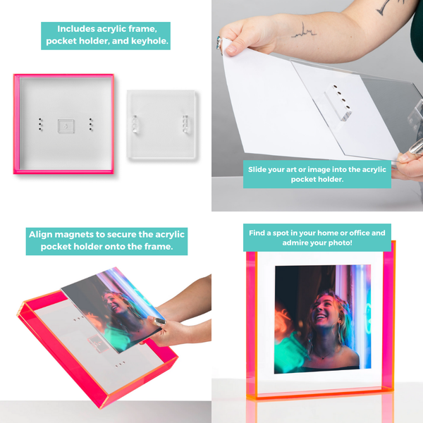 Float Frame for Tabletop or Wall with Magnetic Photo Holder