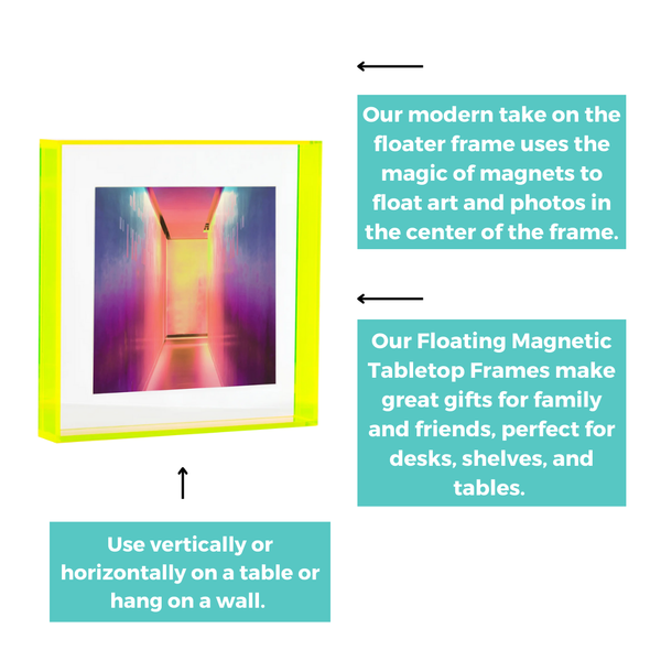 Float Frame for Tabletop or Wall with Magnetic Photo Holder