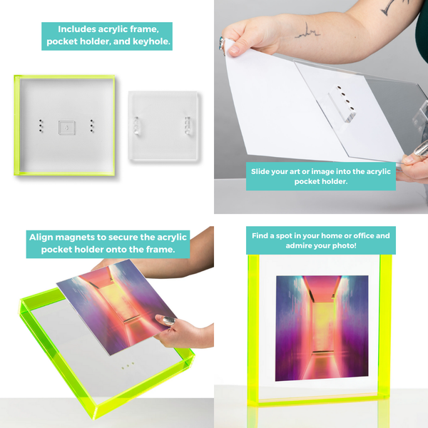 Float Frame for Tabletop or Wall with Magnetic Photo Holder