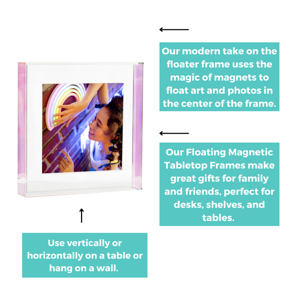 Float Frame for Tabletop or Wall with Magnetic Photo Holder