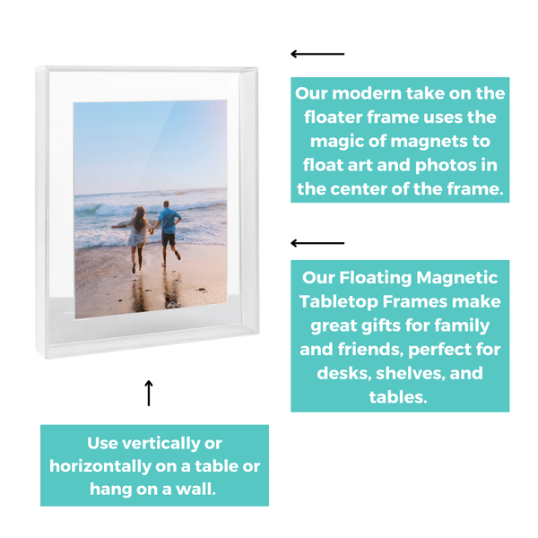 Float Frame for Tabletop or Wall with Magnetic Photo Holder