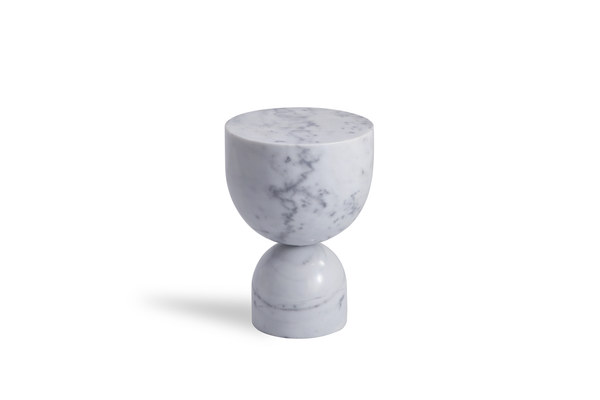 Apothecary Tall White Marble End Table