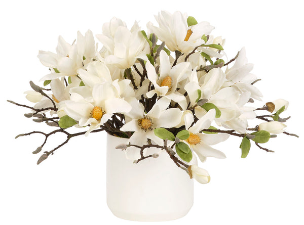 White Magnolia Ceramic Bowl