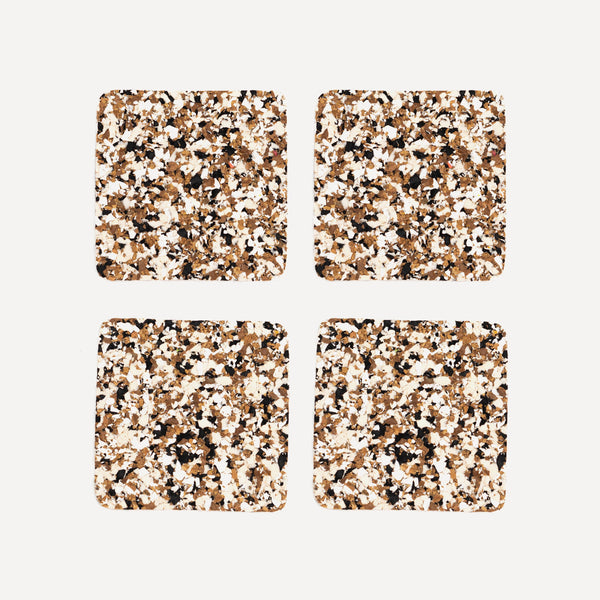 Speckled Square Cork Coasters Set of 4 - Black