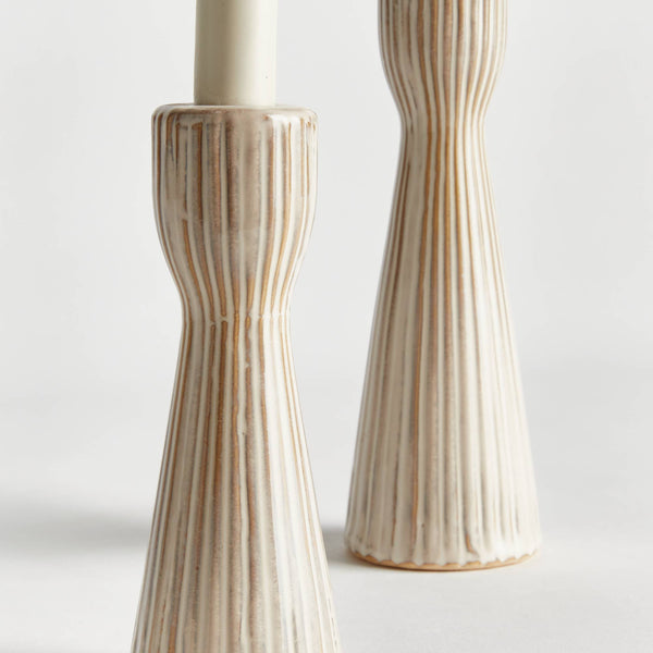 Lesley Taper Holders, Cream