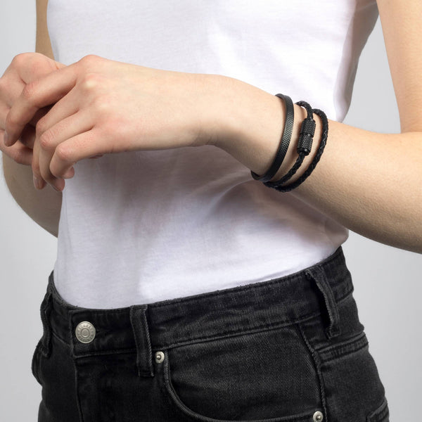 DOUBLE BRACELET / BLACK / BRASS