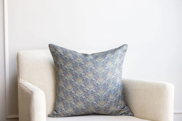 Navy Floral Pattern Pillow with Insert