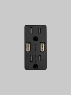 OUTLET MODULE / DUPLEX & 2 USB-A / BLACK