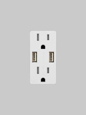 OUTLET MODULE / DUPLEX & 2 USB-A / WHITE