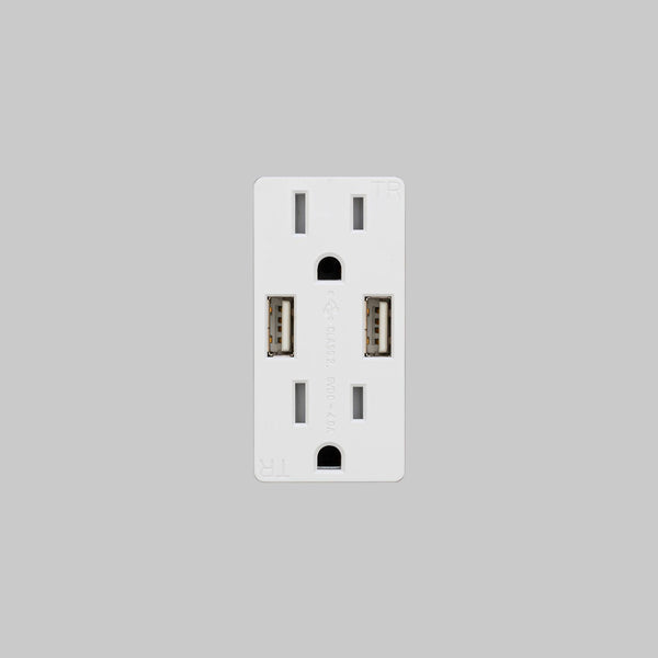 OUTLET MODULE / DUPLEX & 2 USB-A / WHITE