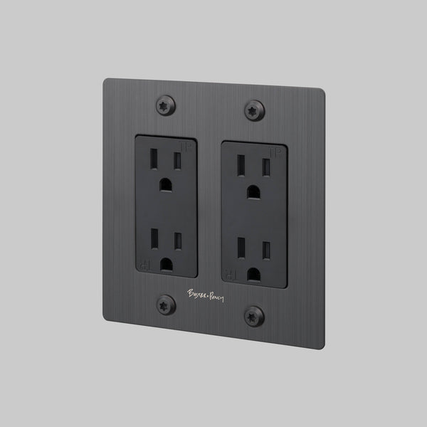 2G DUPLEX OUTLET / LINEAR / WITH LOGO