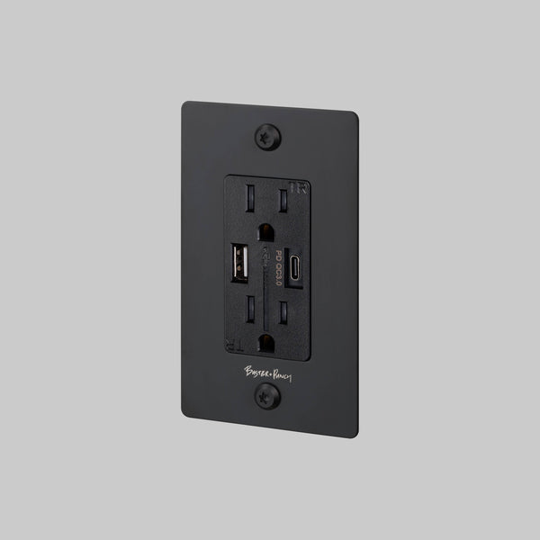 1G DUPLEX OUTLET / USB A + C / LINEAR / WITH LOGO