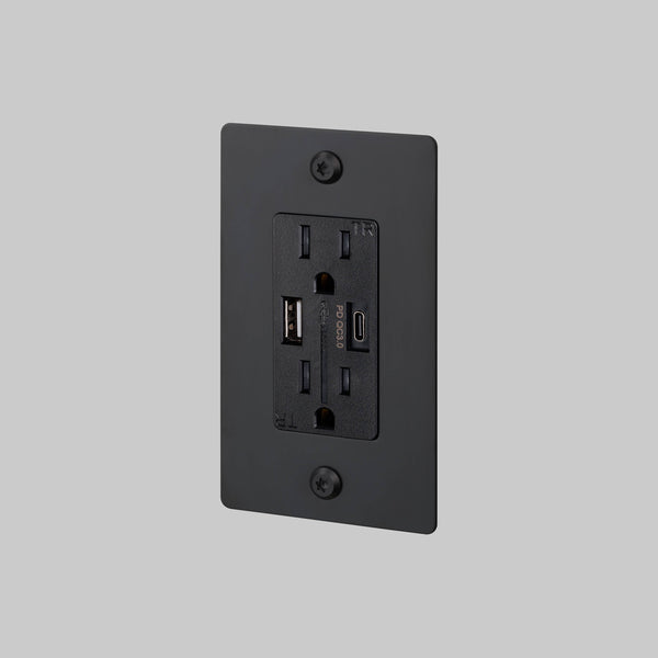 1G DUPLEX OUTLET / USB A + C / LINEAR / WITHOUT LOGO