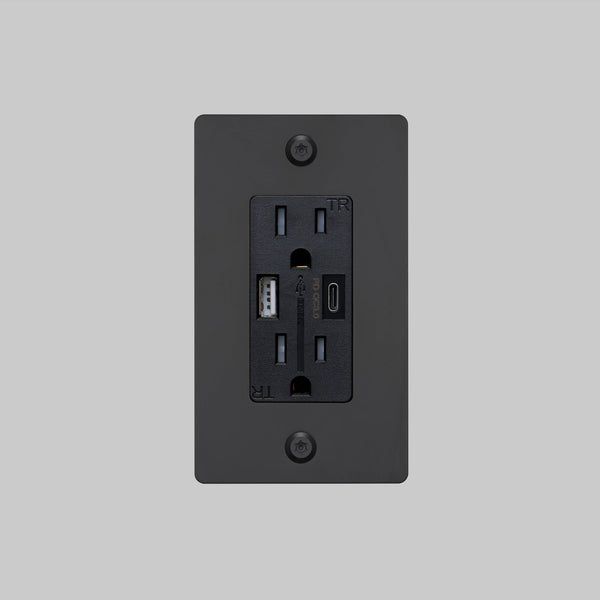 1G DUPLEX OUTLET / USB A + C / LINEAR / WITHOUT LOGO