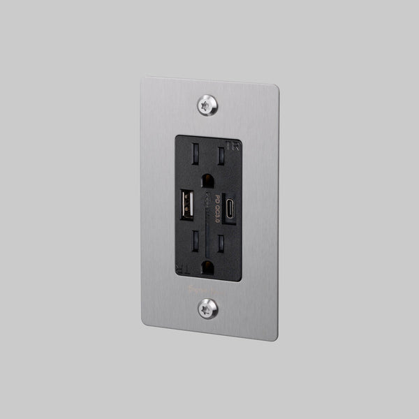 1G DUPLEX OUTLET / USB A + C / LINEAR / WITH LOGO