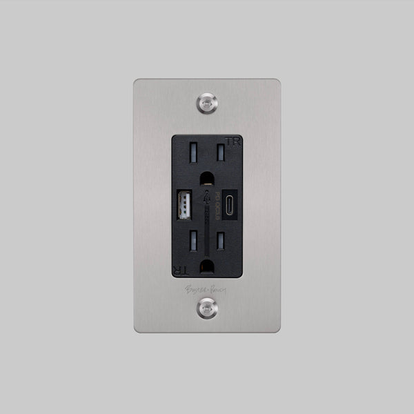1G DUPLEX OUTLET / USB A + C / LINEAR / WITH LOGO
