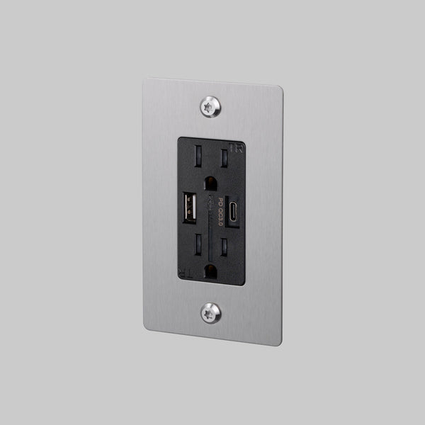 1G DUPLEX OUTLET / USB A + C / LINEAR / WITHOUT LOGO