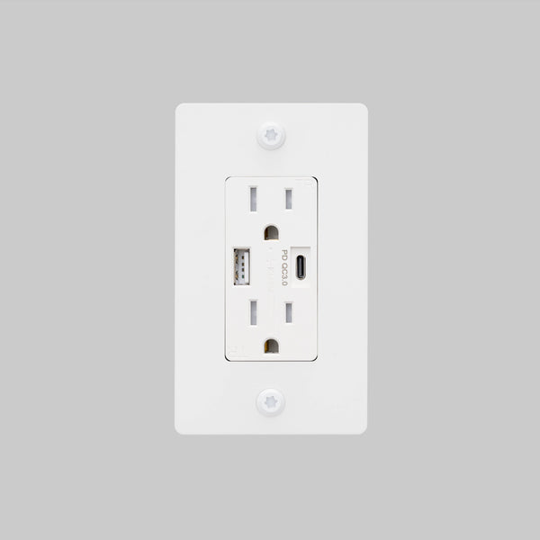 1G DUPLEX OUTLET / USB A + C / LINEAR / WITHOUT LOGO