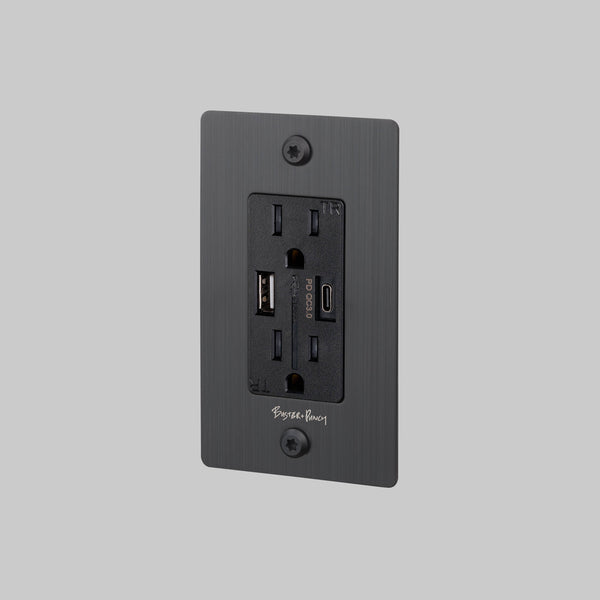 1G DUPLEX OUTLET / USB A + C / LINEAR / WITH LOGO