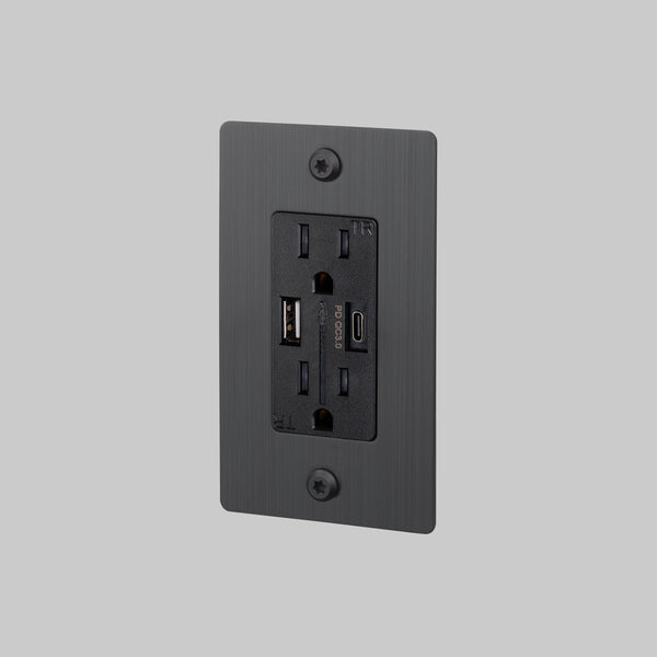1G DUPLEX OUTLET / USB A + C / LINEAR / WITHOUT LOGO