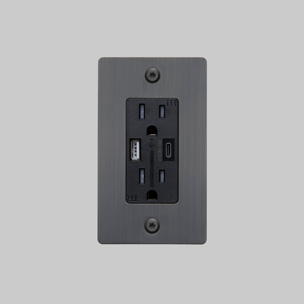 1G DUPLEX OUTLET / USB A + C / LINEAR / WITHOUT LOGO