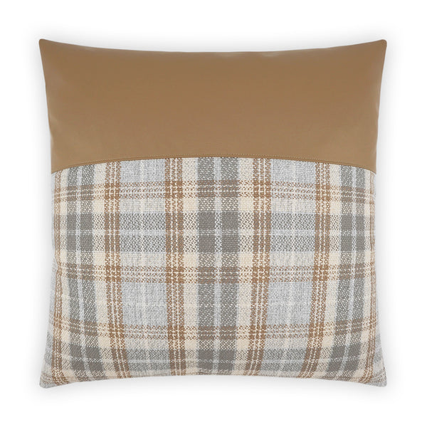 Faux Leather and Plaid Pillow