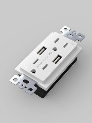 OUTLET MODULE / DUPLEX & 2 USB-A / WHITE