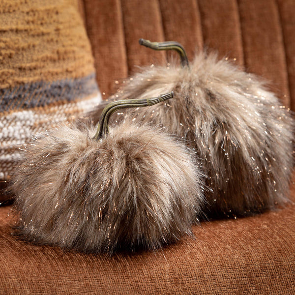 Plush Fur Pumpkin Set Of 2
