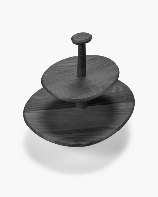 Dune Two Tier Black Wood Cake Stand