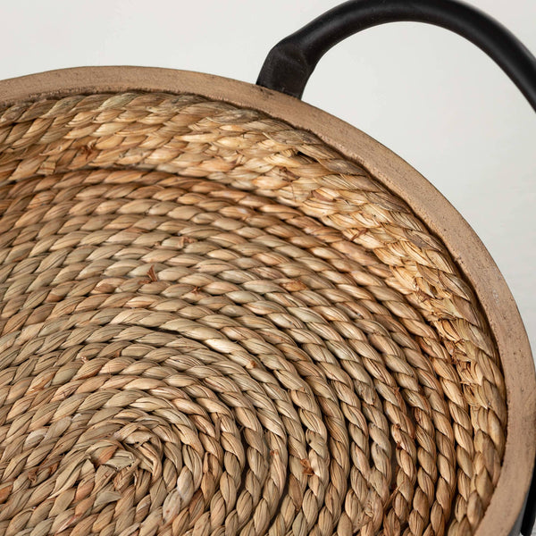 Oval Wood & Seagrass Tray