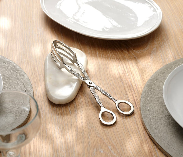 Hammered Silver Serving Tongs