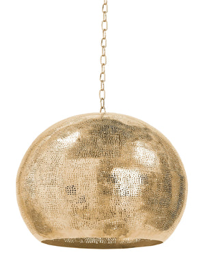 Natural Brass Pierced Metal Sphere Pendant - Handcrafted with a brilliant natural brass finish 