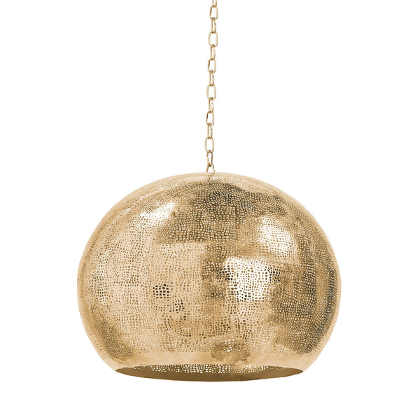 Natural Brass Pierced Metal Sphere Pendant