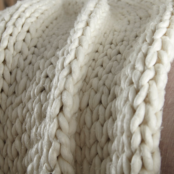 Wool Knit Throw Blanket