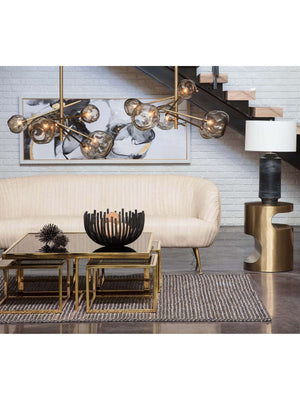 Molten Chandelier - Natural variation of the smoked glass shade create