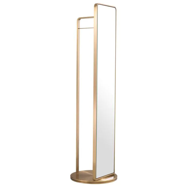 Brass Floor Mirror with Coatrack